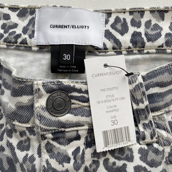 Current/Elliott The Stiletto  Cropped Skinny Jeans in Warped Leopard - Picture 5 of 6